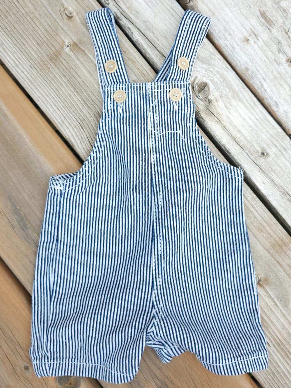 CUTE Cuddlesome Railroad Stripe Baby Overalls 3-6 months 6-8kg